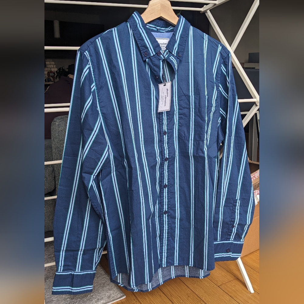 Modern Liberation Vintage Stripe Print Shirt Navy - Medium